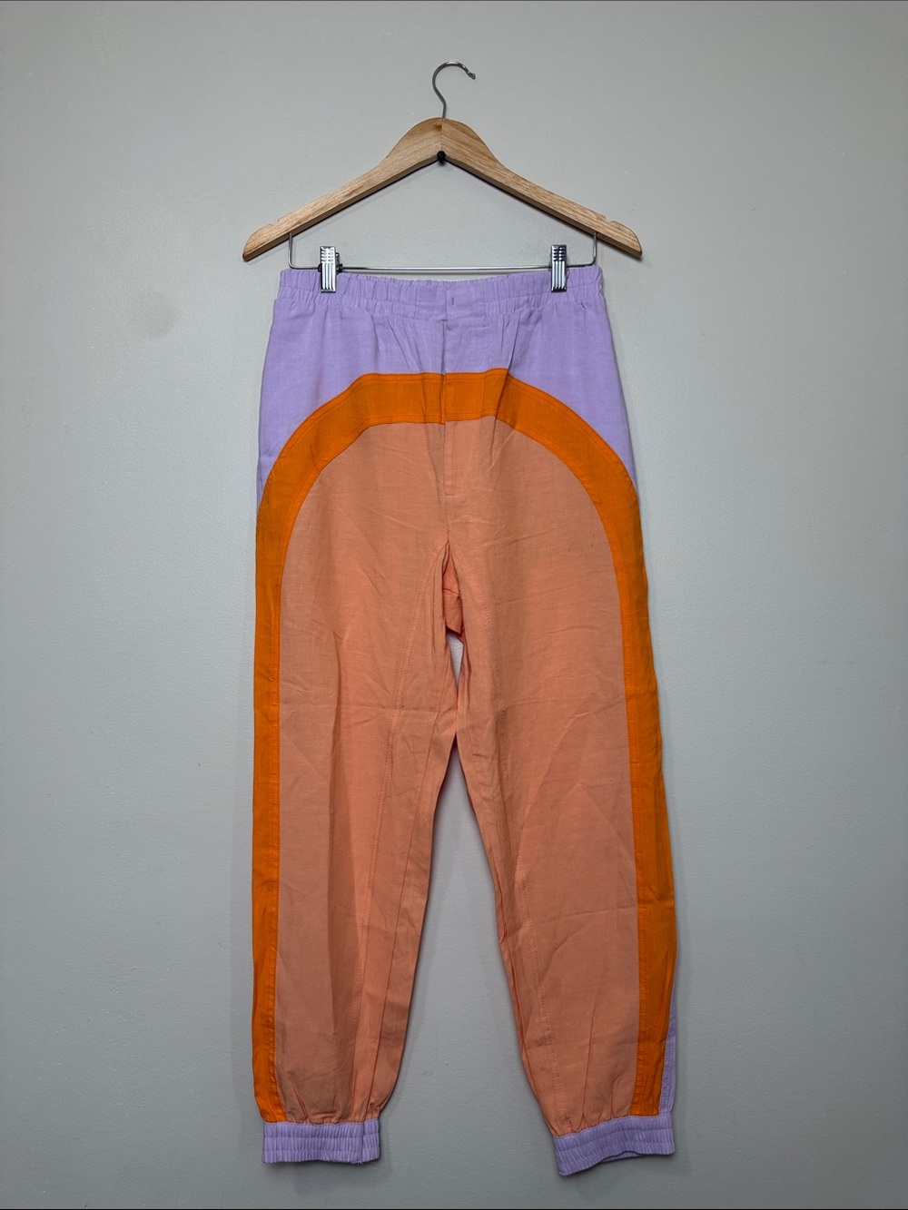 Open Linen Blend Colorblock Pant size M